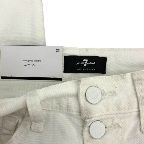 7 for all Mankind High Waist Cropped Straight Jeans White Size 25 NWT $218 MSRP - Picture 5 of 9